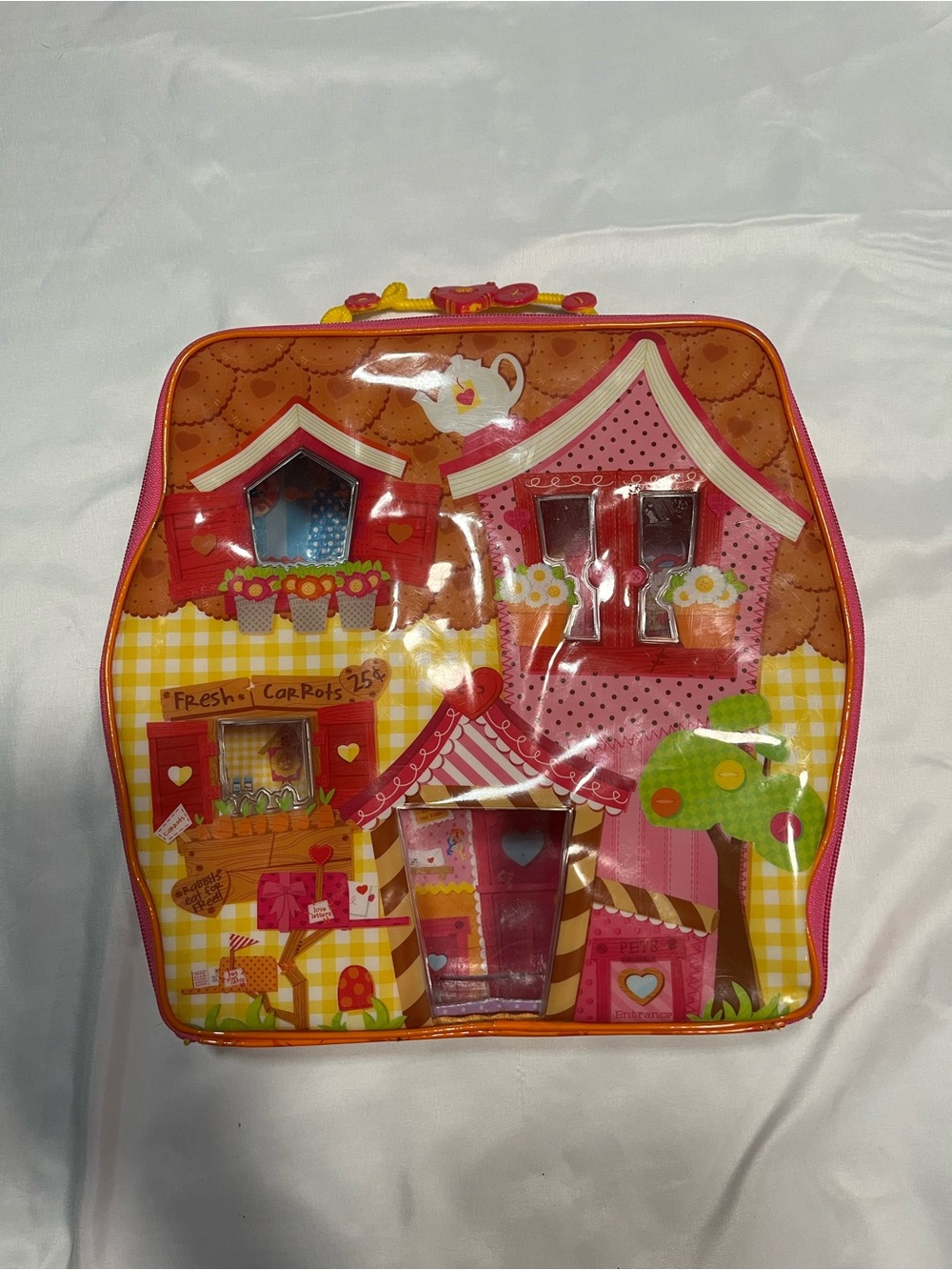Mini Lalaloopsy Doll Carrying Case House Storage Organizer Pink Orange Handle